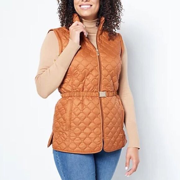 Dennis Basso Detachable Sleeves Water Resistant Quilted Jacket - Picture 4 of 6